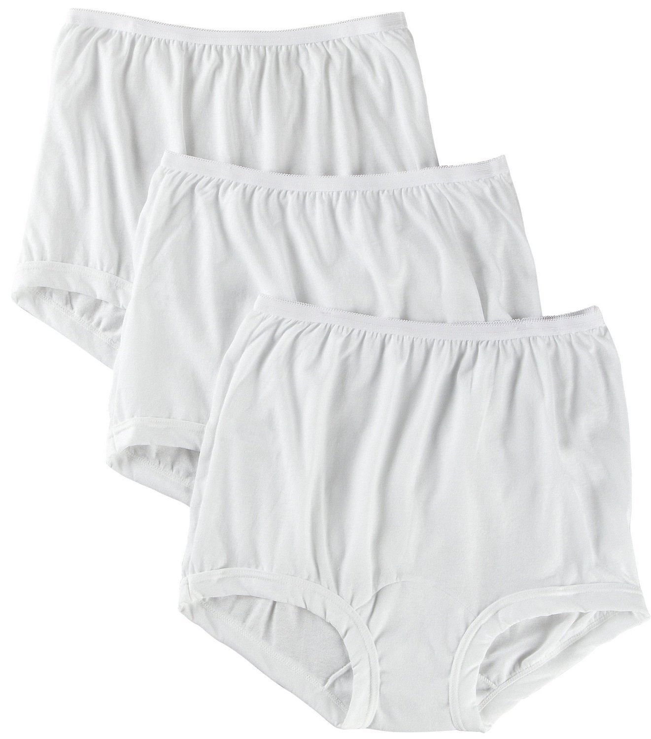 Carole Set of 3 White Acetate Panties with Acetate Crotch Band Leg 614