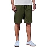 COOFANDY Mens Shorts Casual Elastic Waist Drawstring Chino Twill Shorts with Pockets, Army Green, L