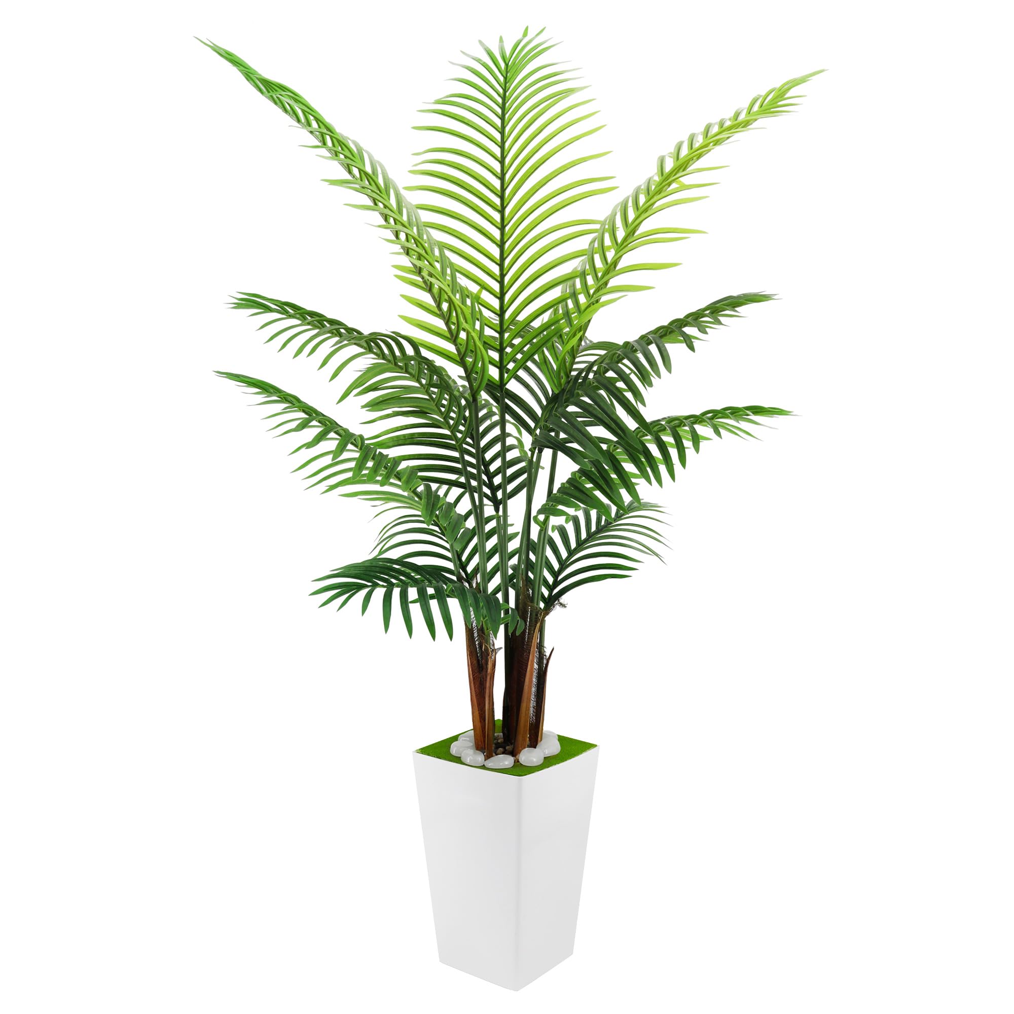 Artificial Palm Tree 5FT - Faux Palm Plants with Movable Large Pot Fake ...
