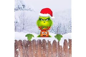 SANYI Christmas Decorations Outdoor16.53in,Outdoor Christmas Fence Peeker Outdoor Decoration,for Holiday Xmas Garden Courtyard Wall Decorations