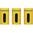 Premier Housewares Storage Biscuit Tin for Biscuit Jar And Cookie Jars For Biscuits - Yellow Set of 3 Canisters Sets For The Kitchen 18 x 10 x 10 cm