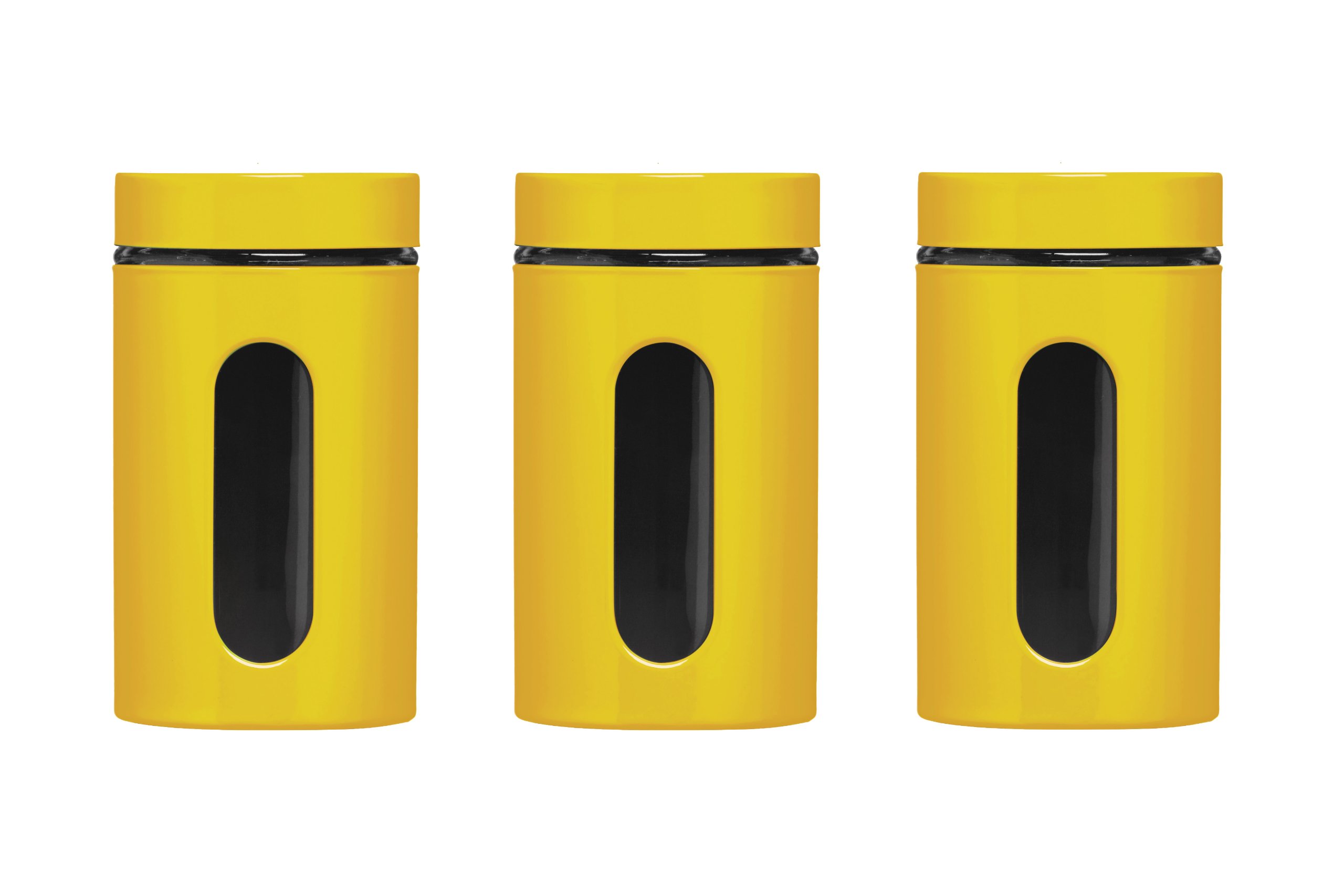 Premier Housewares Storage Biscuit Tin for Biscuit Jar And Cookie Jars For Biscuits - Yellow Set of 3 Canisters Sets For The Kitchen 18 x 10 x 10 cm