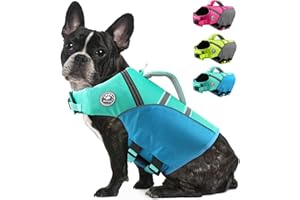 Mklhgty Dog Life Jacket for Swimming & Boating, Ripstop Safety Vest with Rescue Handle, High Buoyancy Preserver for Small Medium Large Dogs