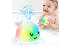 Whale Bath Toy Sprinkler, Baby Easter Basket Stuffers, Light Up Bath Toys for Kids Ages 1-3 Babies 6-12-18 Months, 1 2 3 Year