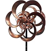 Gronhof Outdoor Metal Wind Spinner, Kinetic Double-Sided Copper Yard Art | Double-Sided Kinetic Motion, Light-Wind Spinning, Copper Finish, Stable 5-Prong Base, Easy Assembly