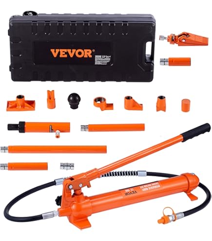 Vérin Hydraulique De Traction 10 Tonnes – Course 26″, Rouge, Pour Carrosserie Et Atelier