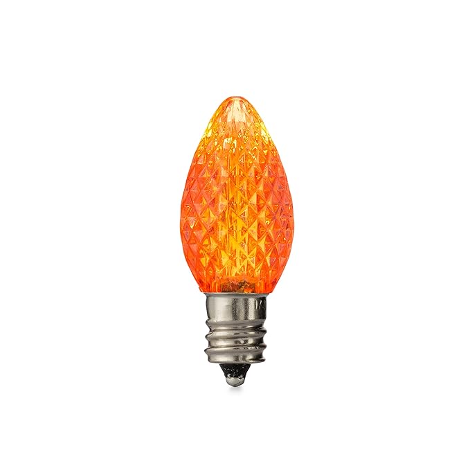Holiday Lighting Outlet Faceted C7 Christmas Lights Orange LED Light