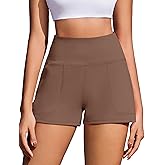 PINSPARK Workout Shorts Women Wide Leg Athletic Shorts High Waisted Yoga Shorts Tummy Control Gym Short with Pockets