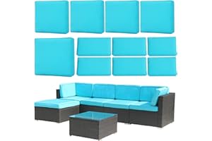 FKSLIFE 11Pieces Outdoor Couch Cushions Covers,Outdoor Patio Cushion Covers Replacement Waterproof Sofa Cushions,Furniture Covers Cushion Slipcovers Set(Cyan)