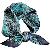 PLIPON 100% Mulberry Silk Neck Scarf - 21"x21" Small Printed Square Neckerchief Scarves for Women Gift Packed