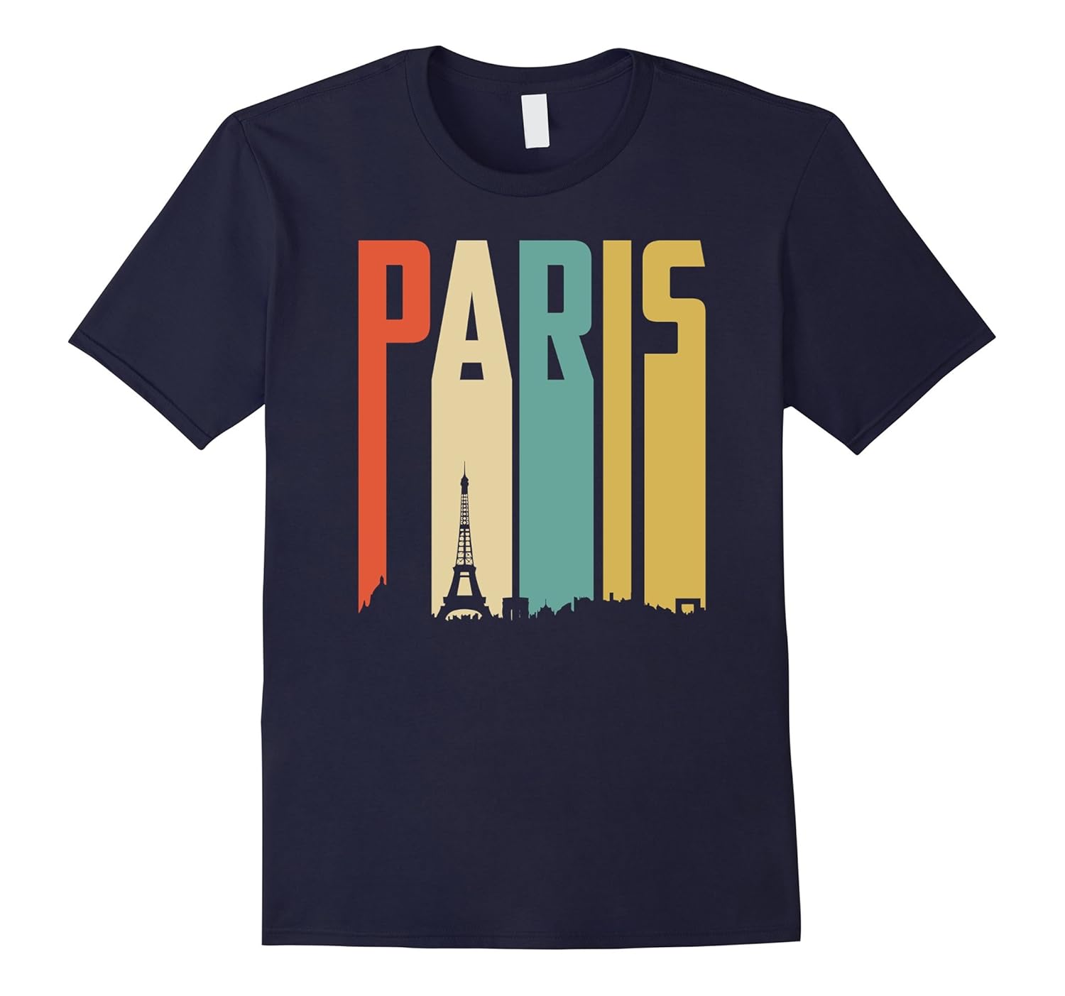 Paris Retro Skyline Silhouette France Proud French T-Shirt-ANZ