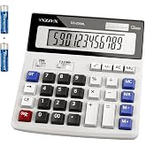 Desk Calculator 12 Digit Extra Large 4.3-Inch LCD Display, Two Way Power Battery and Solar Calculators Desktop, Big Buttons Easy to Press Used as Office Calculators for Desk White