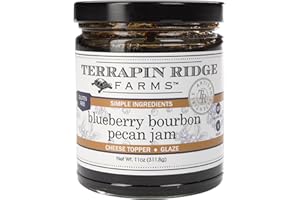 Terrapin Ridge Farms Blueberry Bourbon Pecan Jam - Sweet & Flavorful Jam with Blueberries, Pecans, Raisins, Cinnamon, and Bourbon - Perfect for Toast, Meats, and Desserts - 11 oz Jar
