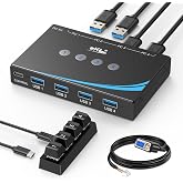 eKL USB 3.0 Switch 4 Computers Sharing Mouse Keyboard Printer Scanner, 4 Port USB Switcher with RS232 Serial Switching, Remote Controller, 3.5mm Mic &amp; Headset Audio Jack, 4 USB 3.0 Cables Included