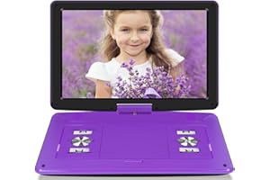 JEKERO 𝗝𝗘𝗞𝗘𝗥𝗢 17.9" Portable DVD Player with 15.6" Large Screen, 6 Hours 5000mAh Rechargeable Battery, Region Free, DVD Player Portable for Kids, Sync TV and Support CD/DVD/SD Card/USB, Car Charger