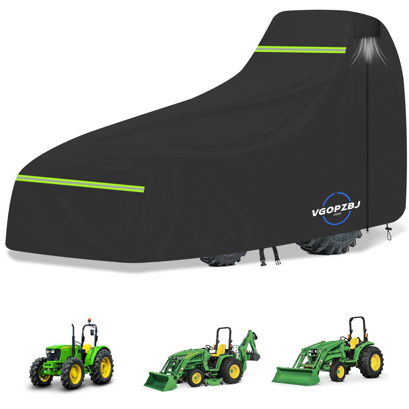 Photo 1 of ***DAMP /DIRTY *** Waterproof Full Tractors Cover Replace,600d Oxford Cloth Tractor Cover for John Deere 1,2,3 Series 1025r 2320 2720 3520, Kubota and Mahindra with Backhoe,with Click-Close Straps & Reflective Strip