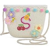 Letter Small Woven Straw Summer Beach Tote Bag for Women 2025,Woven Straw Beach Purse Shoulder Crossbody Bag for Women 2025