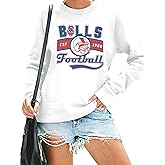 JINTING Football Sweatshirts Women Game Day: Football Letters Print Tee Game Day Long Sleeve Shirt Football Team Fans Tops