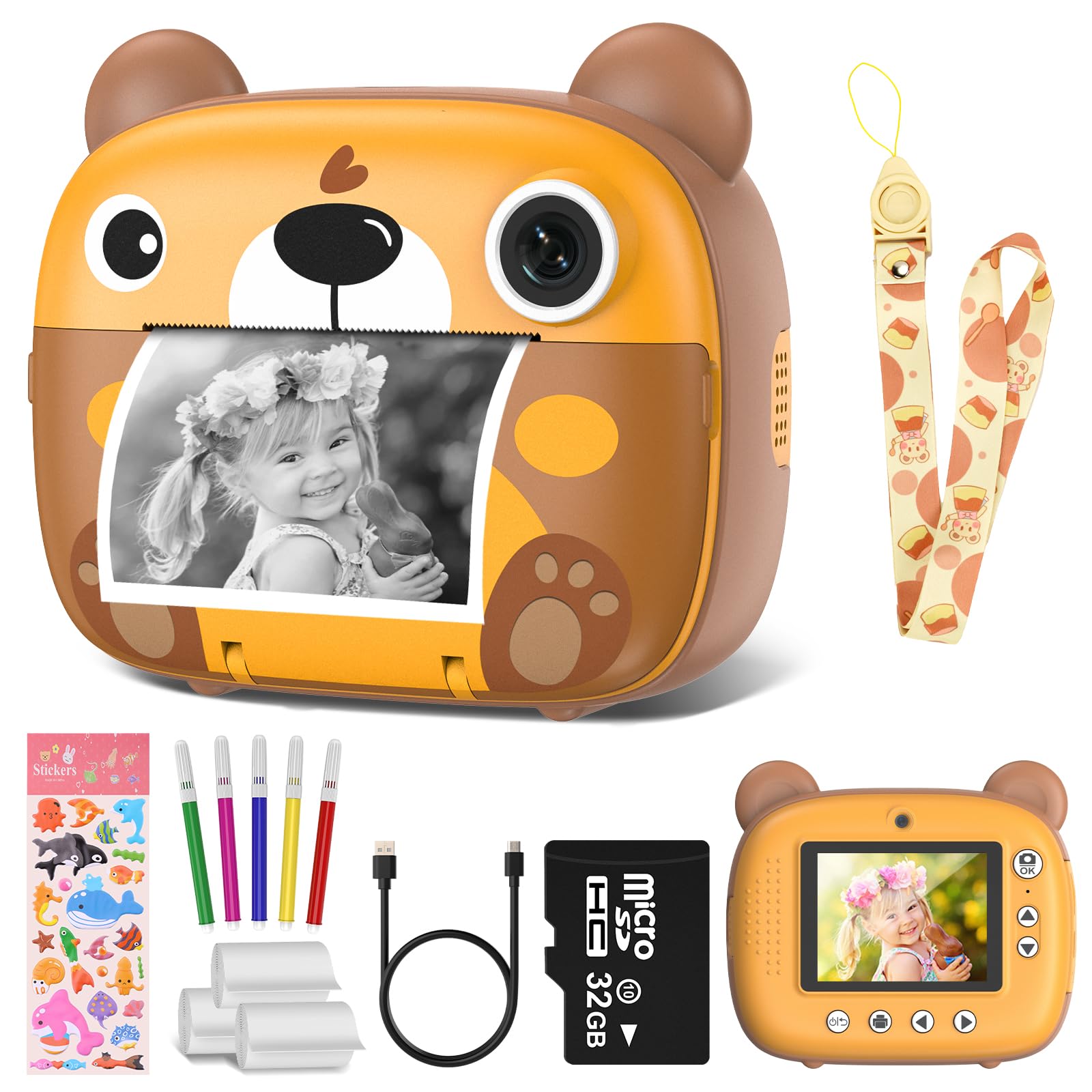 Kids Camera Kids Instant Camera for 3-8 Years Old Toddlers Childrens Boys Girls