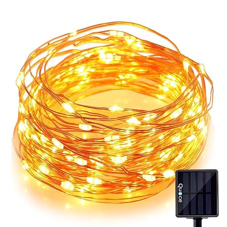 Quace Solar Light LED Festival Copper String Light (Black, Plastic)