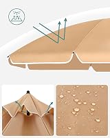 SONGMICS Parasol 160 cm UPF 50+ Beach Umbrella Taupe GPU60BR view 4