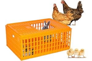 petour 1PCS Poultry Carrier Crate, Plastic Poultry Transport Coop Crate Cage Large Heavy Duty Chicken Carrier Crates Transpor
