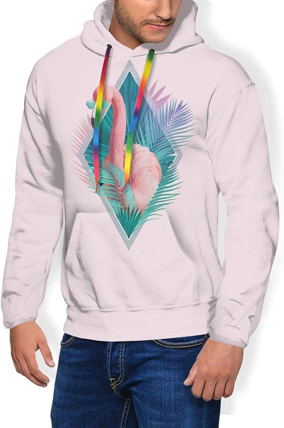 Fashionable Flamingos Active Hoodies Men Sweatshirts Plus Velvet Thicken Keep Warm Men's Long 