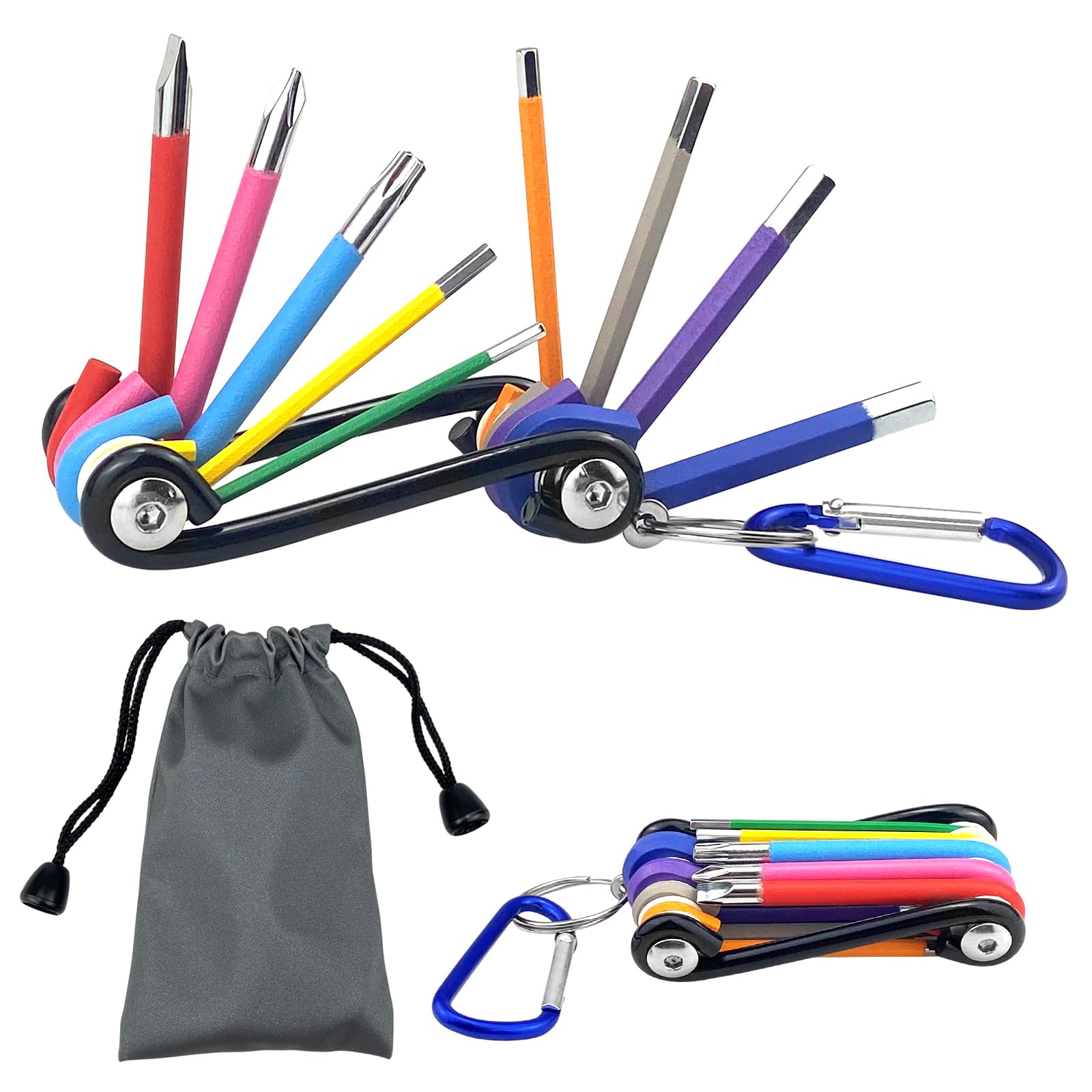 Irenwarl Professional Folding Hexagonal Wrench Set 9 Pieces – Pocket Set for Repair and Assembly