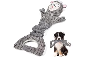 Caslfuca Dog Interactive Squeaky Toy for Chewers - Tug-of-War Sheep Plush with Durable Squeaker, Puppy Training & Anxiety Relief, Long-Lasting Chew Toy for Medium/Large Dogs