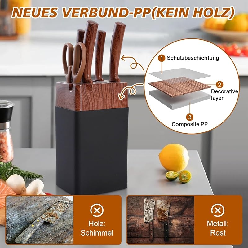 Set Coltelli Cucina 7 Pezzi Blocco Integrato Acciaio Ultra Affilate — foto 4 di 8