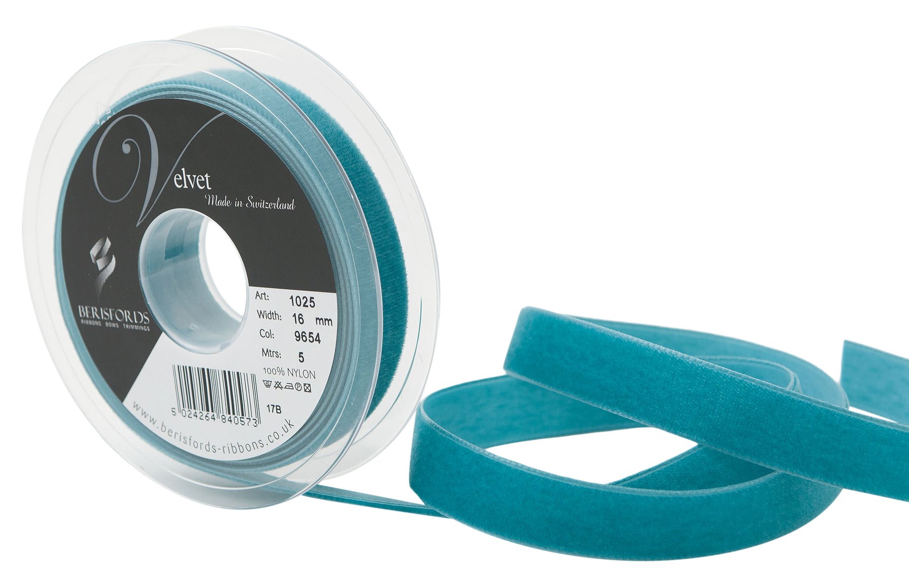 Berisfords Velvet Ribbon, Petrol, 102 x 21 x 102 cm