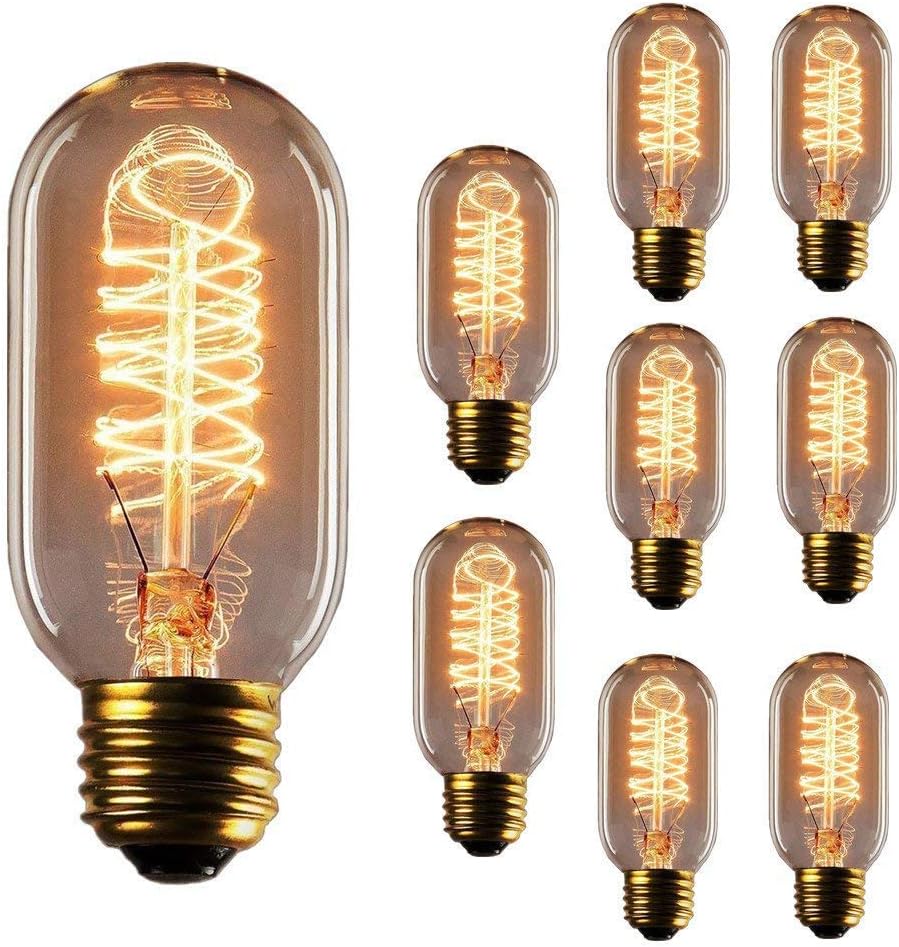 Hostweigh Edison Style Filament Bulb,E27 E26 Base,Vintage Dimmable Tungsten Light Bulb Decorative for Home Light Fixtures, 110-130V 40W, Warm White,9 Pack