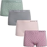 Reebok Womens Boyshorts Underwear - 4 Pack Plus Size 3" Inseam Stretch Performance Boyshort Seamless Underwear for Women
