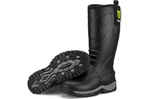 TIDEWE Rubber Boots for Men, Waterproof Durable Rain Boots, Unique Design Neoprene Hunting Boots, Warm Insulated Rubber Work 