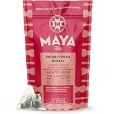 Maya Tea Prickly Pear Natural Flavor Herbal Tea Sachets, 20 Count | Hibiscus and chamomile, rose hips, chicory root, biodegradable sachets, staple-free design, resealable pouch, hot or iced