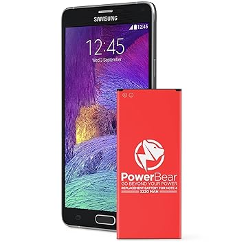 PowerBear® kompatibel für Note 4 Batterie [3200 mAh] Li-Ion Ersatzbatterie für das Samsung Galaxy Note 4 [N910, N910C, N910F,