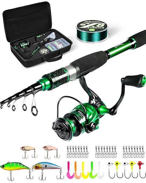 GHOSTHORN FISHING ROD AND REEL COMBO, GRAPHITE TELESCOPING FISHING POLE PORTABLE TRAVEL KIT WITH CARRIER BAG FOR FRESHWATER FISHING GIFT FOR MEN WOMEN