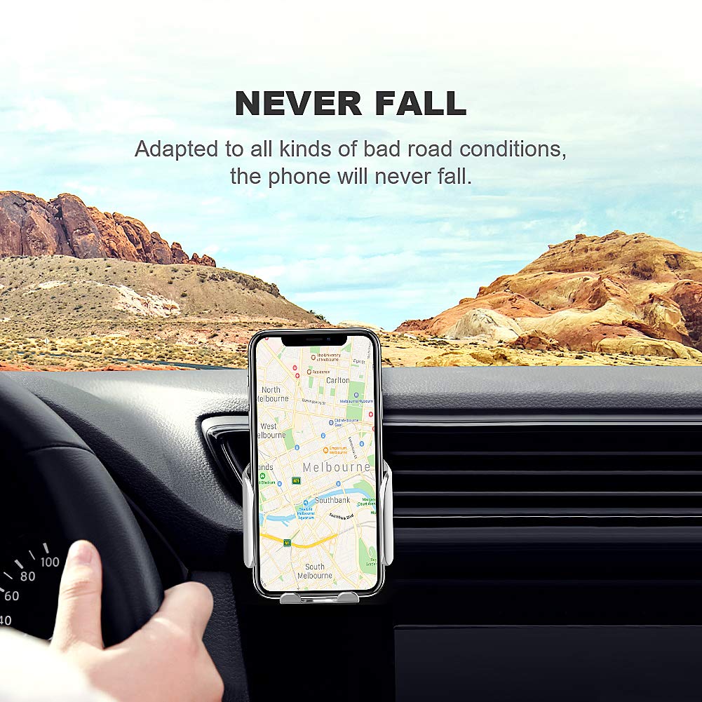 Wireless Charger Car Mount, Auto Phone Holder Air Vent Dashboard Windshield Charger Infrared 10w Fast Car Charger for iPhone Xs Max XR X 8 8 Plus, for Samsung Galaxy S10 S10+S9 S9+ S8 Note 10+