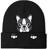 Dog Lover Embroidery Hat Beanie Gift Winter Warm Knit Cuffed Skull Cap for Women & Men Corgi Bulldog Beanie