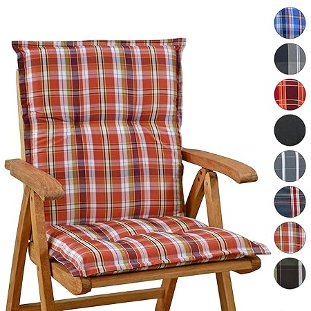 Homeoutfit24 Sun Garden Gartenstuhl-Auflage (103 x 52 x 8 cm) Prato, Niedriglehner Auflage in Rot/Weiß 4-Stück