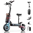 HLOIE Electric Scooter for Adults Peak 5600W Dual Motor Up to 50MPH,Battery Range to 45Miles Fast Sports Escooter 11" Off Road Tires 800lbs Max Load Folding Scooter for Teens with Detachable Seat