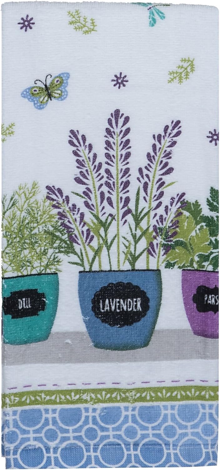 Kay Dee Designs Herb Garden Pots Terry Kitchen Towel, 16" x 26", Various