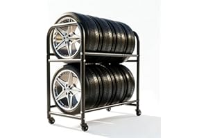 Tire Racks for Garage - 42.5" x 44" x15" Rolling Tire Rack Metal Tire Storage Rack Adjustable Stand with 4 Wheels Garage Stor