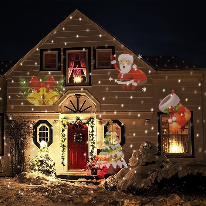 SMITHROAD LED Projektionslampe 12 Verschiedene Muster Strahler für Halloween Karneval Weihnachten Innen & Außen Garten Wand B