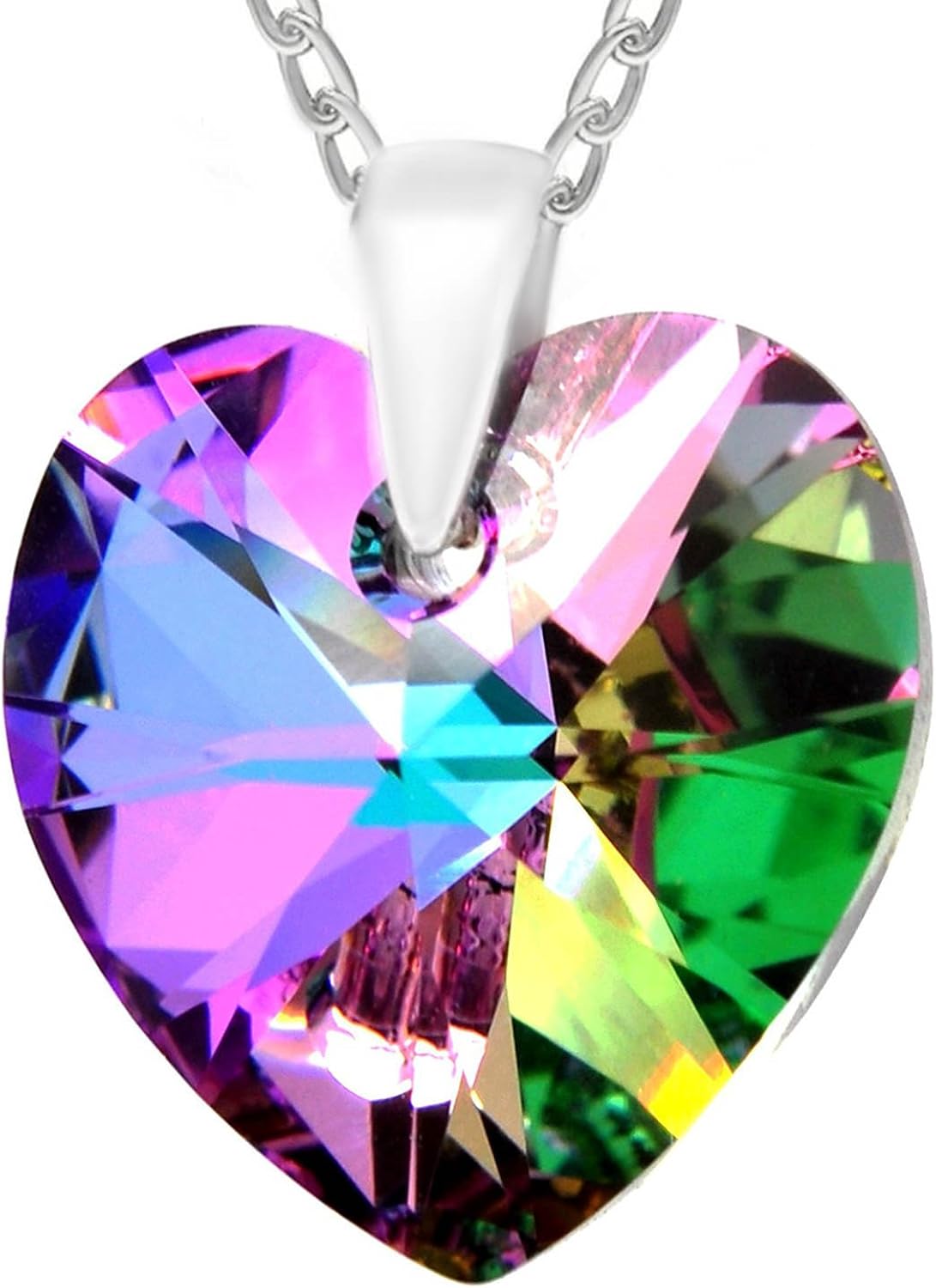 Amazon Com Royal Crystals Pink Purple Blue Sterling Silver 925 Made With Swarovski Crystals Heart Shaped Necklace 18 Swarovski Elements Heart Necklace Jewelry