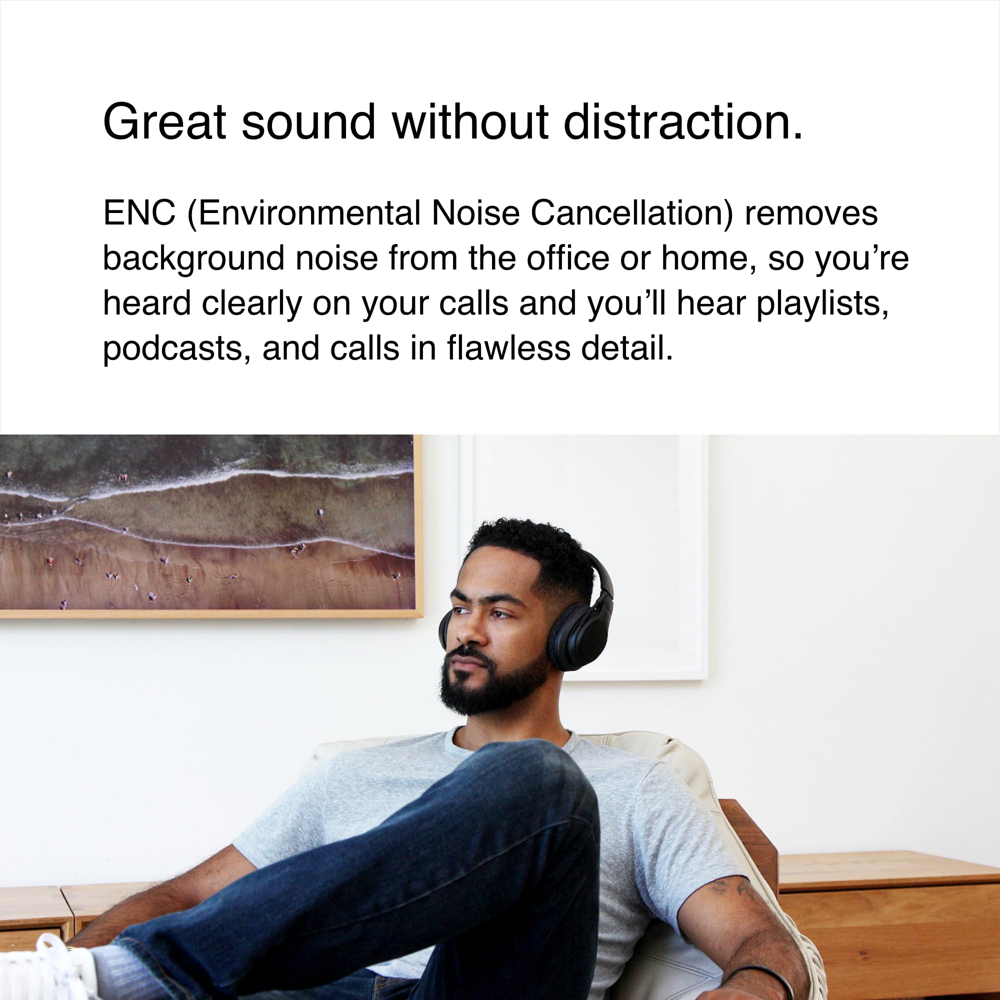 Belkin SoundForm Adapt Wireless Over-Ear Headset, Headphones for Work, Play, Gaming, & Travel w/Built-in Boom Microphone, 45H Battery Life - Compatible with iPhone, iPad, Galaxy, and More - Black