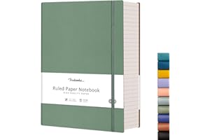 HIUKOOKA College Ruled Notebook Journal-320 Pages A4 Notebook, Softcover Large Journal 8.5''×11'', 100GSM Thick Notebooks for Work, Leather Journals for Writing with Inner Pocket - Green