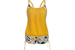 Hanna Nikole Womens Plus Size Striped Printed Strappy Tankini Top with Shorts Two Piece Swimsuit