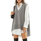 EXLURA Womens Oversized Sweater Vest Knit V Neck Tunic Casual Sleeveless Long Pullover Tank Tops Fall Winter Trendy 2026