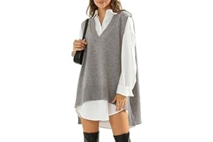 EXLURA Womens Oversized Sweater Vest Knit V Neck Tunic Casual Sleeveless Long Pullover Tank Tops Fall Winter Trendy 2025